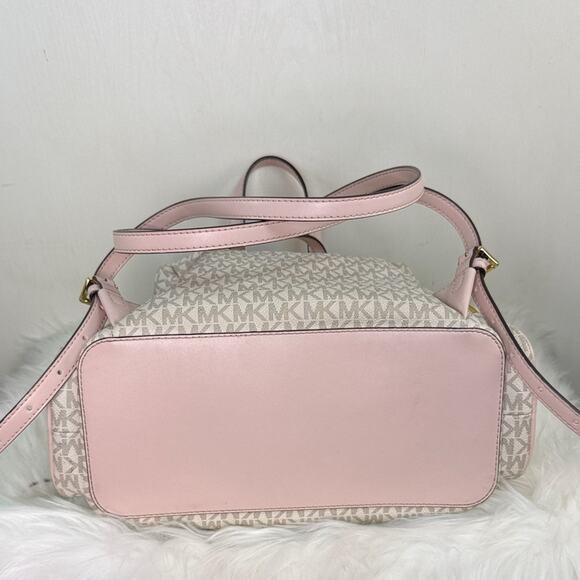 Michael Kors Pink and Cream Jet Set Large Logo Backpack main image 10